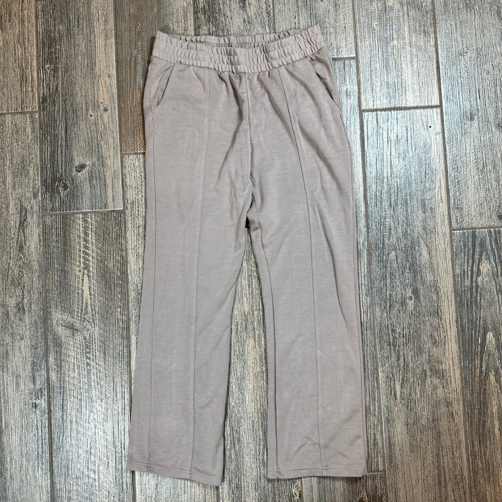 Danskin Lounge Pants Womens L/G Taupe Elastic Waist Pull On Stretch Pockets